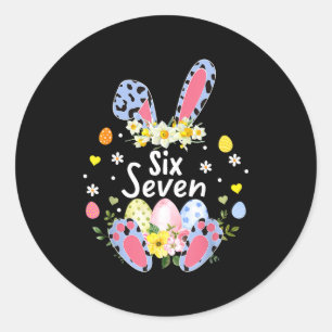 Six Seven 67 Meme 6 7 Bunny Leopard Kids Funny Eas Classic Round Sticker