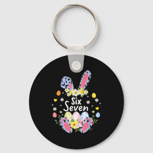 Six Seven 67 Meme 6 7 Bunny Leopard Kids Funny Eas Key Ring