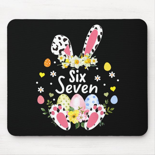 Six Seven 67 Meme 6 7 Bunny Leopard Kids Funny Eas Mouse Pad (Front)
