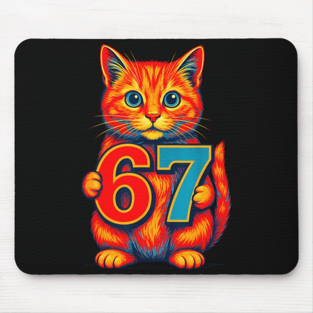 Six Seven 67 Meme 6 7 Cat Youth Boy Girl  Mouse Pad (Front)
