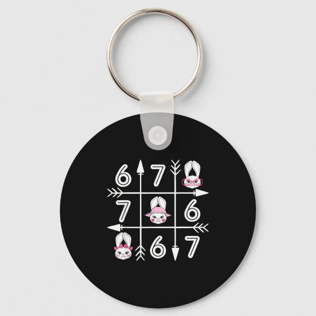 Six seven 67 meme 6 7 eggs happy easter day boys key ring (Front)