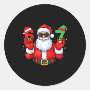 Six Seven 67 Meme 6 7 Elf Santa Christmas Pyjamas  Classic Round Sticker