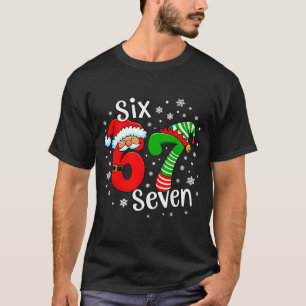 Six Seven 67 Meme 6 7 Elf Santa Christmas  T-Shirt