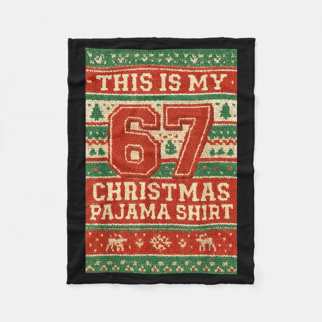 Six Seven 67 Meme 6 7 Holiday Christmas Pajamas Br Fleece Blanket (Front)