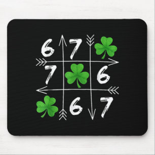 Six seven 67 meme 6 7 st. patrick´s day shamrock mouse pad
