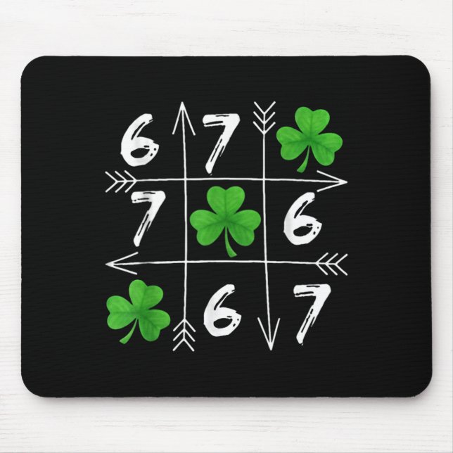 Six seven 67 meme 6 7 st. patrick´s day shamrock  mouse pad (Front)