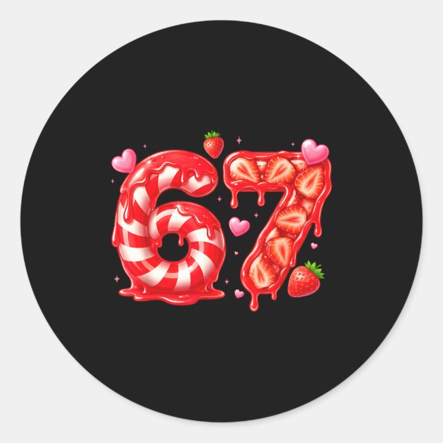 Six Seven 67 Meme 6 7 Valentines Day Heart Men Wom Classic Round Sticker (Front)
