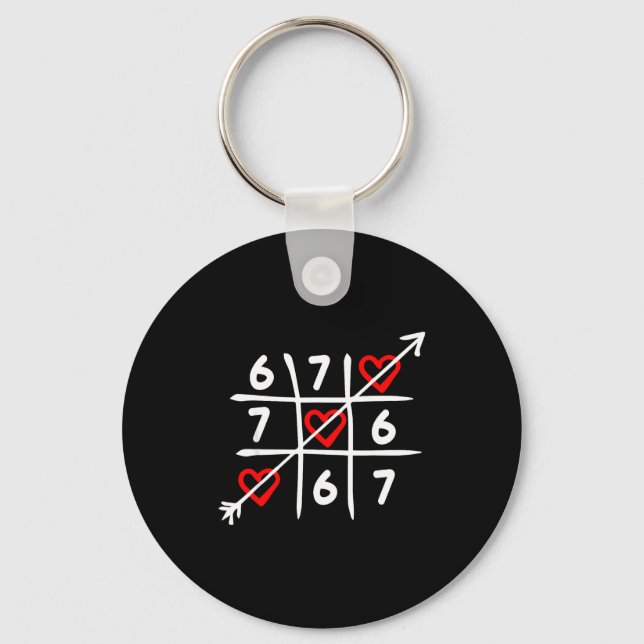 Six Seven 67 Meme 6 7 Valentines Day Heart Men Wom Key Ring (Front)