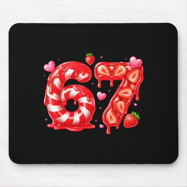 Six Seven 67 Meme 6 7 Valentines Day Heart Men Wom Mouse Pad (Front)