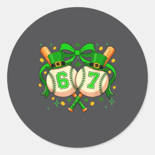 Six Seven 67 Meme Baseball Classic Round Sticker