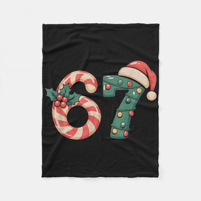 Six Seven 67 Meme Christmas  Fleece Blanket (Front)
