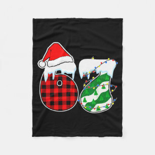 Six Seven 67 Meme Christmas Lights Santa Hat Ugly  Fleece Blanket