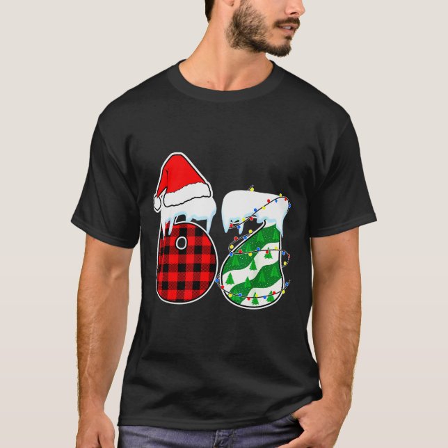 Six Seven 67 Meme Christmas Lights Santa Hat Ugly  T-Shirt (Front)
