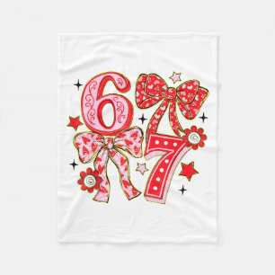 Six Seven 67 Meme Coquette Bow 6 7 Valentines Day  Fleece Blanket