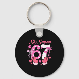 Six Seven 67 Meme Coquette Bow 6 7 Valentines Day  Key Ring