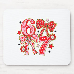 Six Seven 67 Meme Coquette Bow 6 7 Valentines Day Mouse Pad