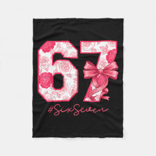 Six Seven 67 Meme Coquette Girl Bow Funny Gen Alph Fleece Blanket