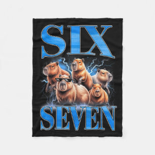 Six Seven 67 Meme Funny Capybara Bootleg Graphic Fleece Blanket