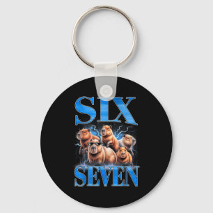 Six Seven 67 Meme Funny Capybara Bootleg Graphic  Key Ring