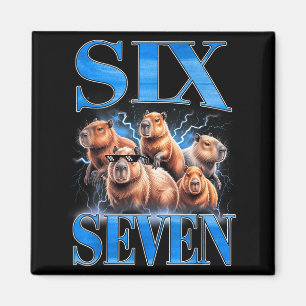 Six Seven 67 Meme Funny Capybara Bootleg Graphic  Magnet