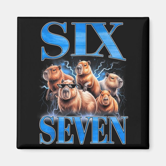 Six Seven 67 Meme Funny Capybara Bootleg Graphic  Magnet (Front)