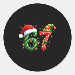 Six Seven 67 Meme Funny Christmas Santa Gen Alpha Classic Round Sticker