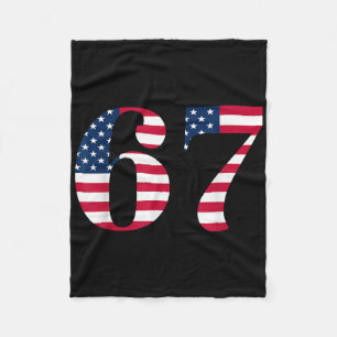 Six Seven 67 Meme Funny Us American Flag Halloween Fleece Blanket