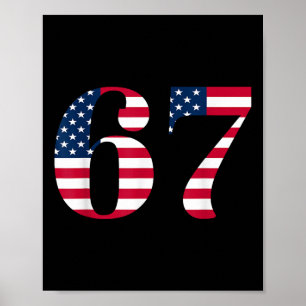 Six Seven 67 Meme Funny Us American Flag Halloween Poster