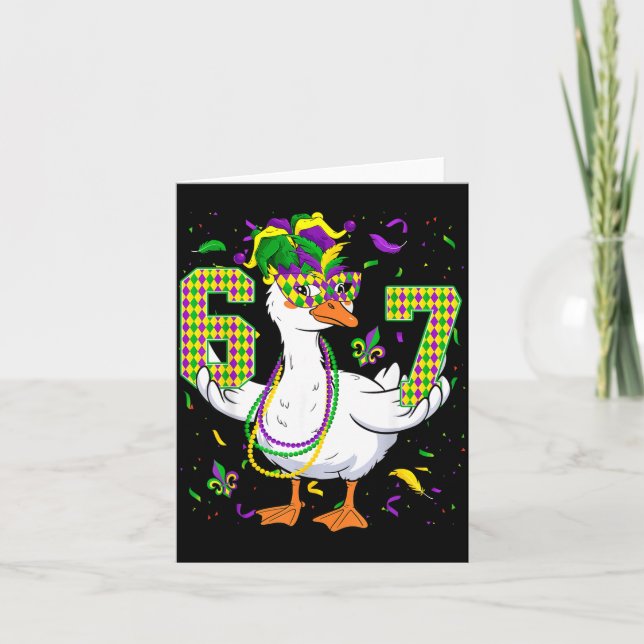 Six Seven 67 Meme Goose With Jester Hat &amp; Bead Card (Front)