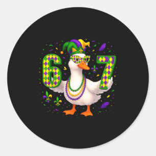 Six Seven 67 Meme Goose With Jester Hat & Bead Classic Round Sticker