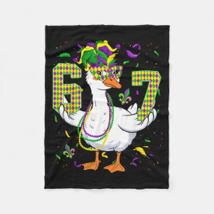 Six Seven 67 Meme Goose With Jester Hat &amp; Bead Fleece Blanket