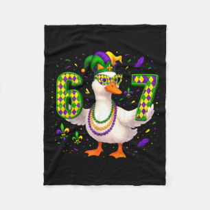 Six Seven 67 Meme Goose With Jester Hat & Bead Fleece Blanket