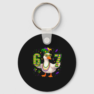 Six Seven 67 Meme Goose With Jester Hat &amp; Bead Key Ring