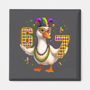 Six Seven 67 Meme Goose With Jester Hat & Bead Magnet