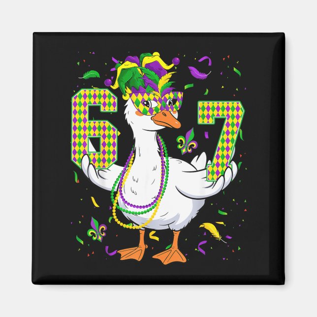 Six Seven 67 Meme Goose With Jester Hat &amp; Bead Magnet (Front)