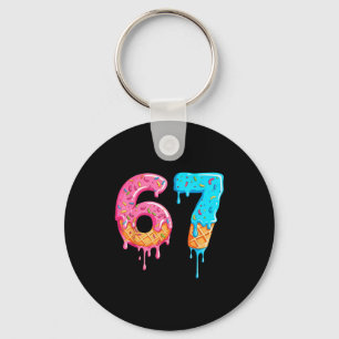 Six Seven 67 Meme Ice Cream Drip Funny Key Ring