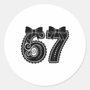 Six Seven 67 Meme Number 67 Coquette Bow Women Gir Classic Round Sticker