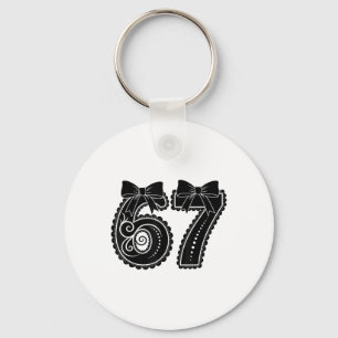 Six Seven 67 Meme Number 67 Coquette Bow Women Gir Key Ring