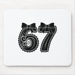 Six Seven 67 Meme Number 67 Coquette Bow Women Gir Mouse Pad
