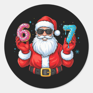 Six Seven 67 Meme Santa 67 Ice Cream Drip Christma Classic Round Sticker