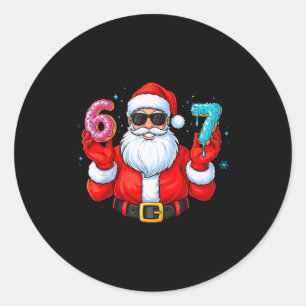Six Seven 67 Meme Santa 67 Ice Cream Drip Christma Classic Round Sticker