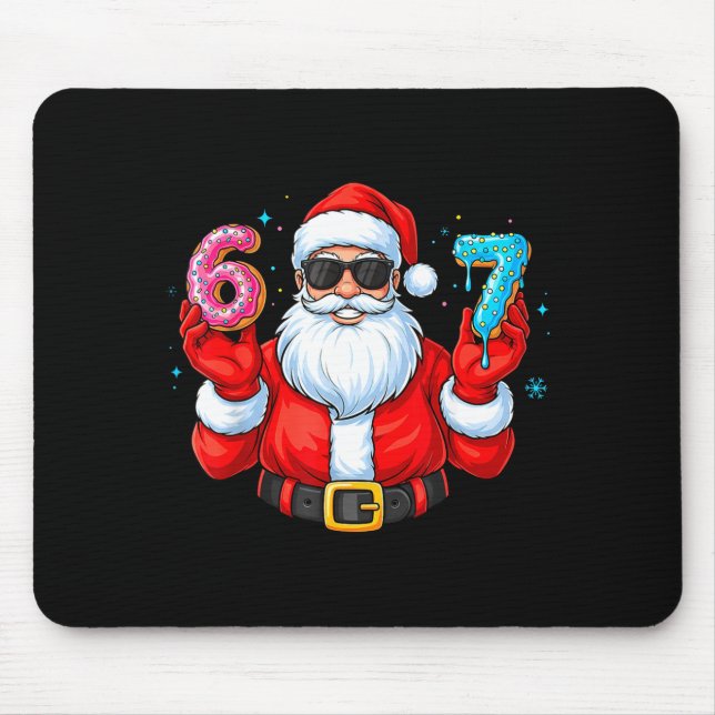 Six Seven 67 Meme Santa 67 Ice Cream Drip Christma Mouse Pad (Front)