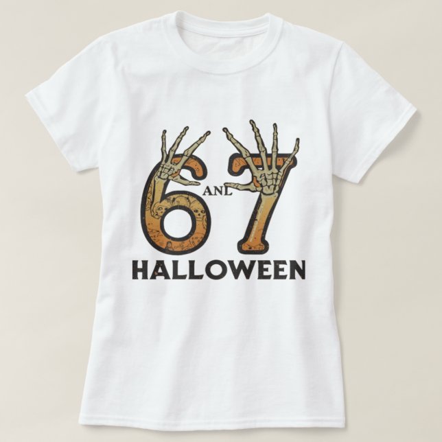 Six Seven 67 Minimal Typography Design T-Shirt (Design Front)