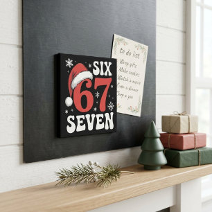 Six Seven 67 Santa Hat Funny Christmas Trend Magnet