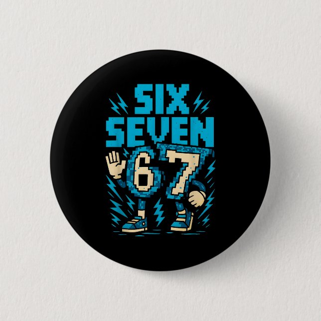 Six Seven 67 Xel Gamer Apparel Retro Block Style A 6 Cm Round Badge (Front)