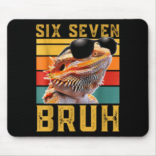 Six Seven 6 7 67 Meme Funny Bearded Dragon Design  Mouse Pad
