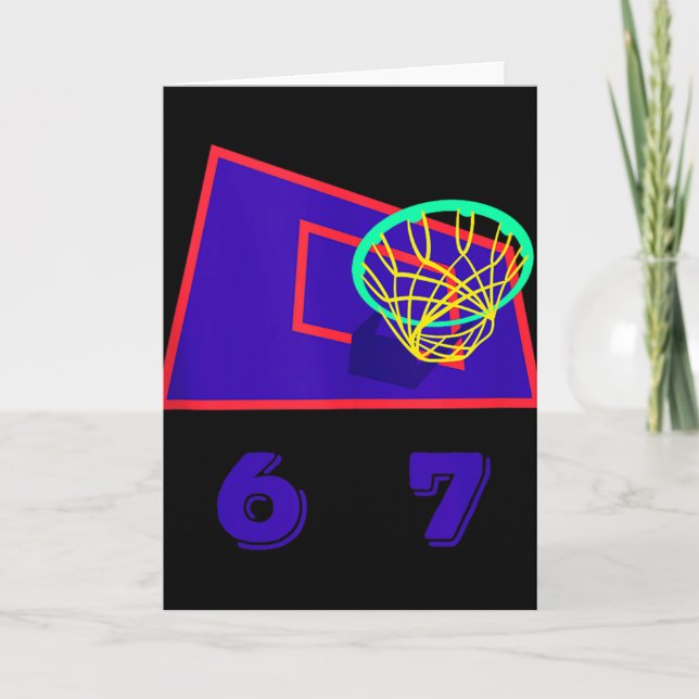 Six Seven 6 7 Basketball Meme Hoop Design Tank Top Card (Front)