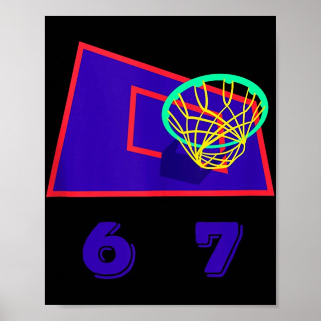 Six Seven 6 7 Basketball Meme Hoop Design Tank Top Poster (Front)