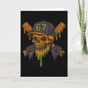 Six Seven 6 7 Bysebyll Skull Drip Halloween Horror Card