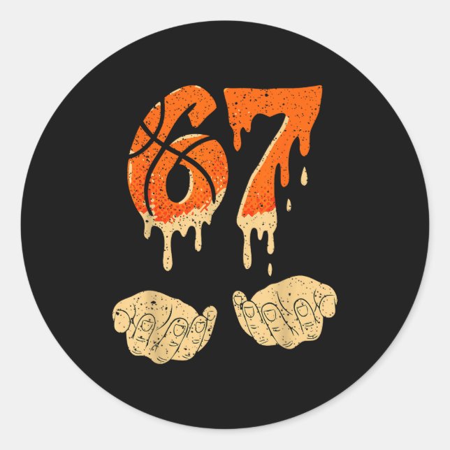 Six Seven 6 7 Gen Alpha Slang Basketball Ice Cream Classic Round Sticker (Front)
